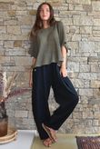 Suri Cushion Cotton Button Pocket Barrel Pant Black